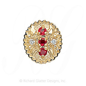 GS315 R/D - 14 Karat Gold Slide with Ruby center and Diamond accents 